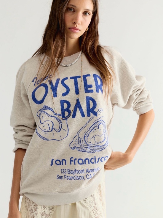 Free People Tops - NWT Free People “oyster bar” crewneck 100% cotton XL